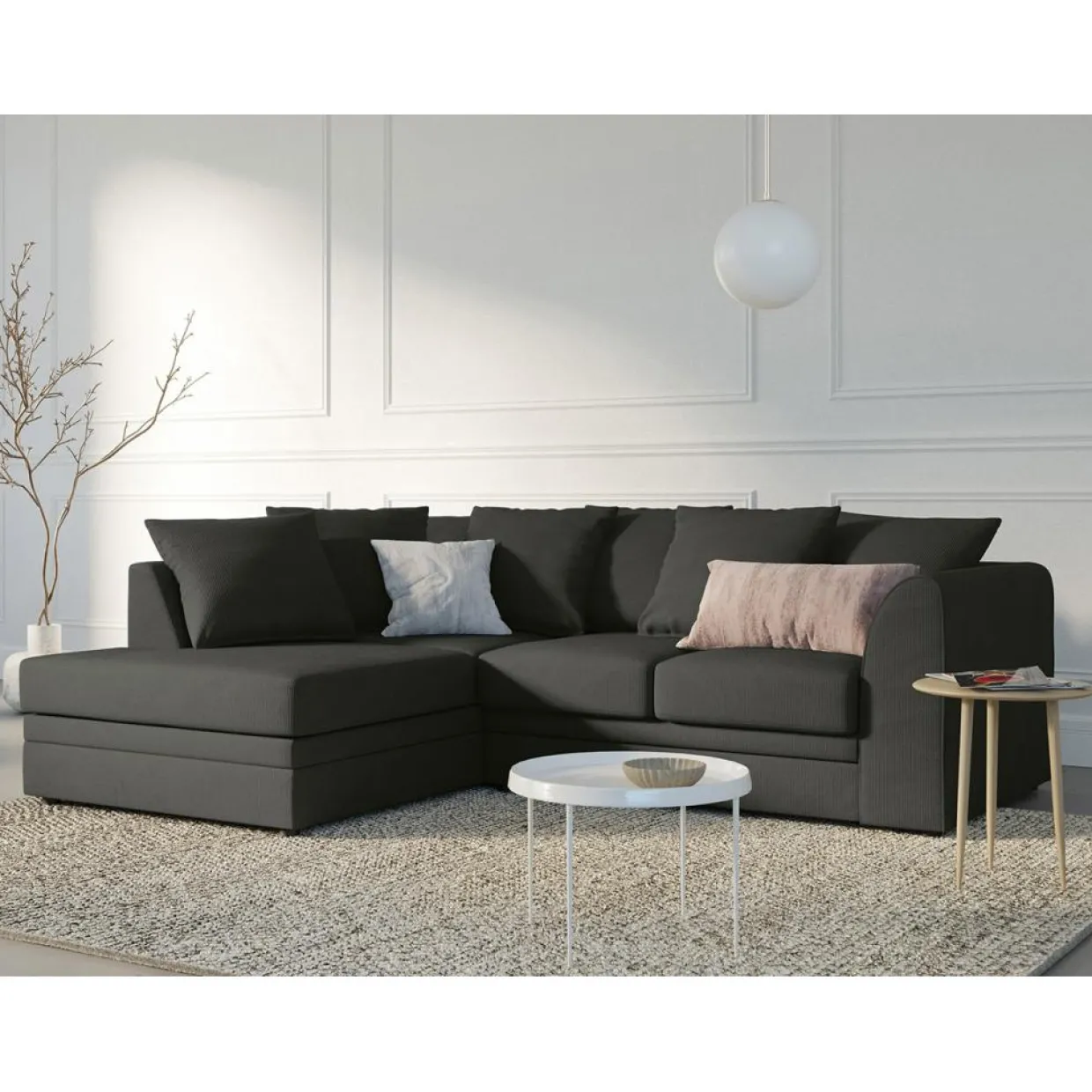 Mazzini Sofas Canapés^Canapé d'angle gauche Quince 4 Places gris foncé - 221x171x80 cm