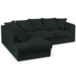 Canapé d'angle Gauche Quince Velours côtelé 4 Places noir - 221x171x80 cm-Mazzini Sofas Clearance