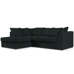 Canapé d'angle Gauche Quince Velours côtelé 4 Places noir - 221x171x80 cm-Mazzini Sofas Clearance