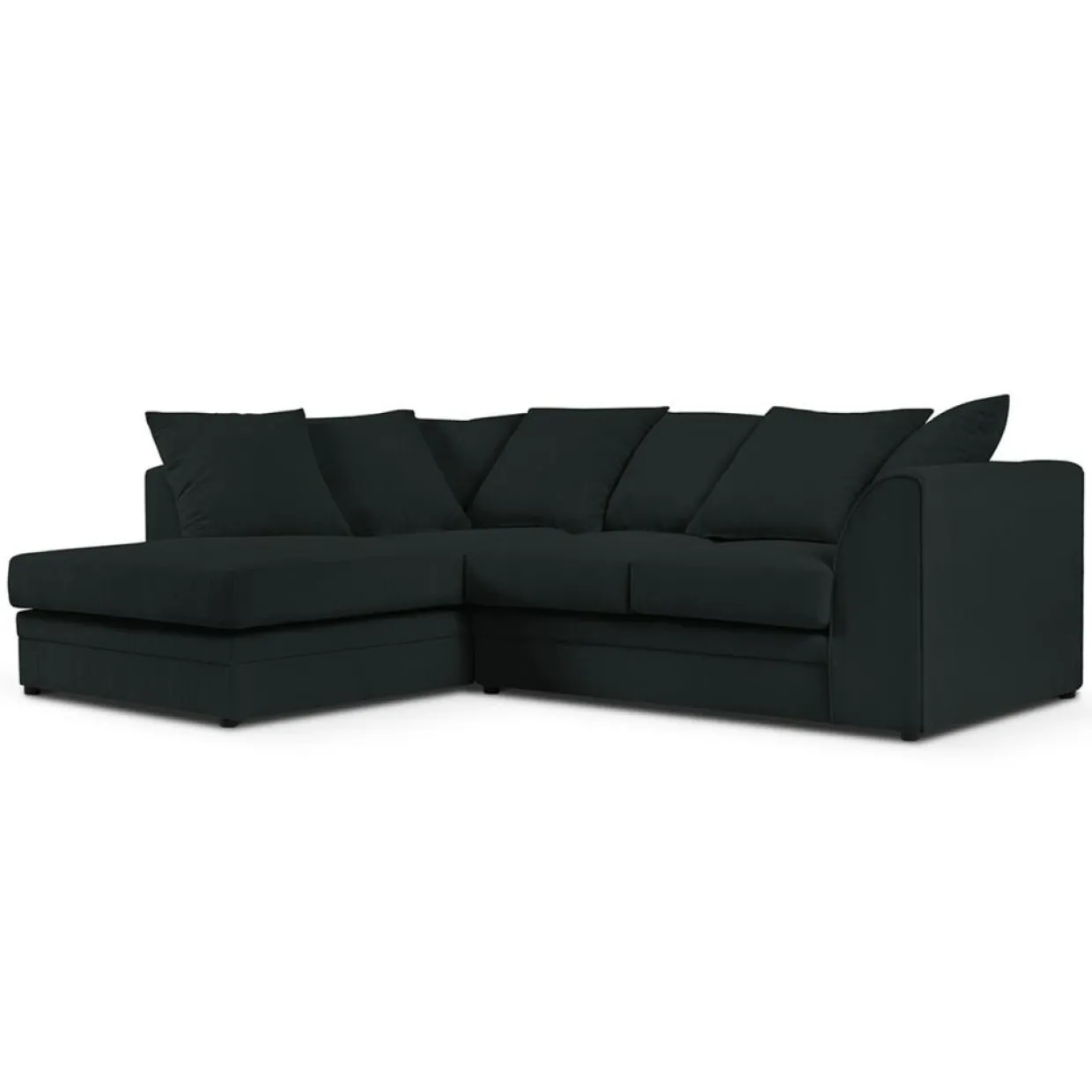 Canapé d'angle Gauche Quince Velours côtelé 4 Places noir - 221x171x80 cm-Mazzini Sofas Clearance