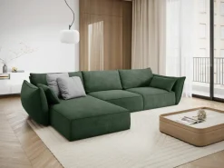 Mazzini Sofas Canapés^Canapé D'Angle Gauche Vanda 5 Places 2 vert bouteille - 208x166x85 cm