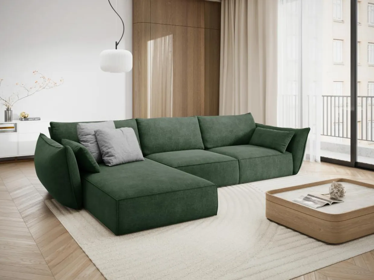 Mazzini Sofas Canapés^Canapé D'Angle Gauche Vanda 5 Places 2 vert bouteille - 208x166x85 cm