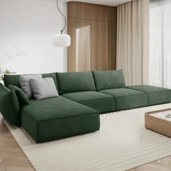Mazzini Sofas Canapés^Canapé D'Angle Gauche Vanda 5 Places 1 vert bouteille - 386x166x85 cm