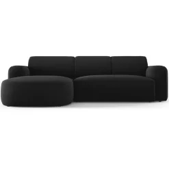 Mazzini Sofas Canapés^Canapé d'angle gauche Velours Jasmin 4 Places noir - 250x170x72 cm