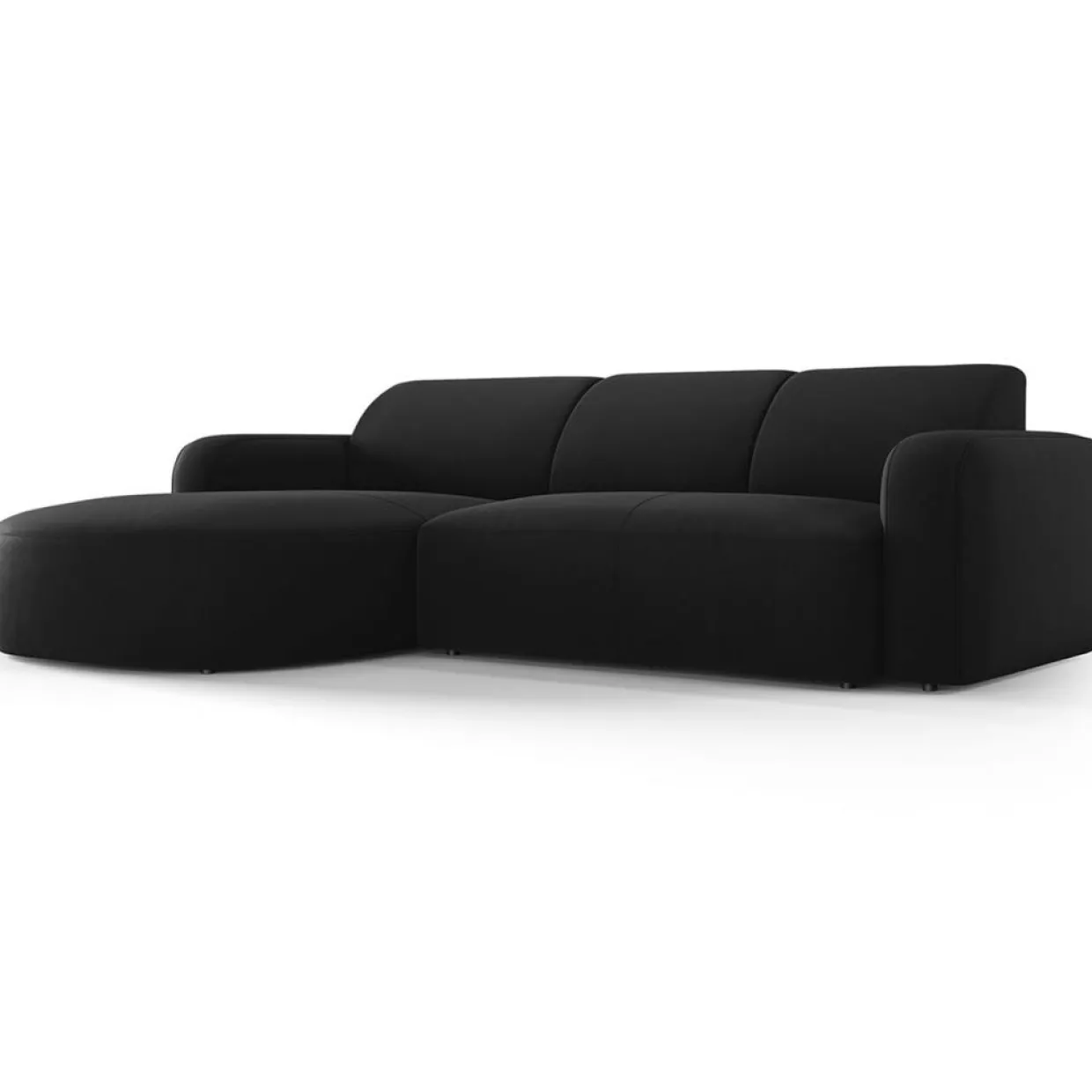 Mazzini Sofas Canapés^Canapé d'angle gauche Velours Jasmin 4 Places noir - 250x170x72 cm