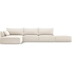 Mazzini Sofas Canapés^Canapé d'angle gauche Velours Vanda 5 Places beige clair - 386x166x85 cm