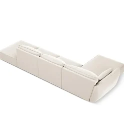 Mazzini Sofas Canapés^Canapé d'angle gauche Velours Vanda 5 Places beige clair - 386x166x85 cm