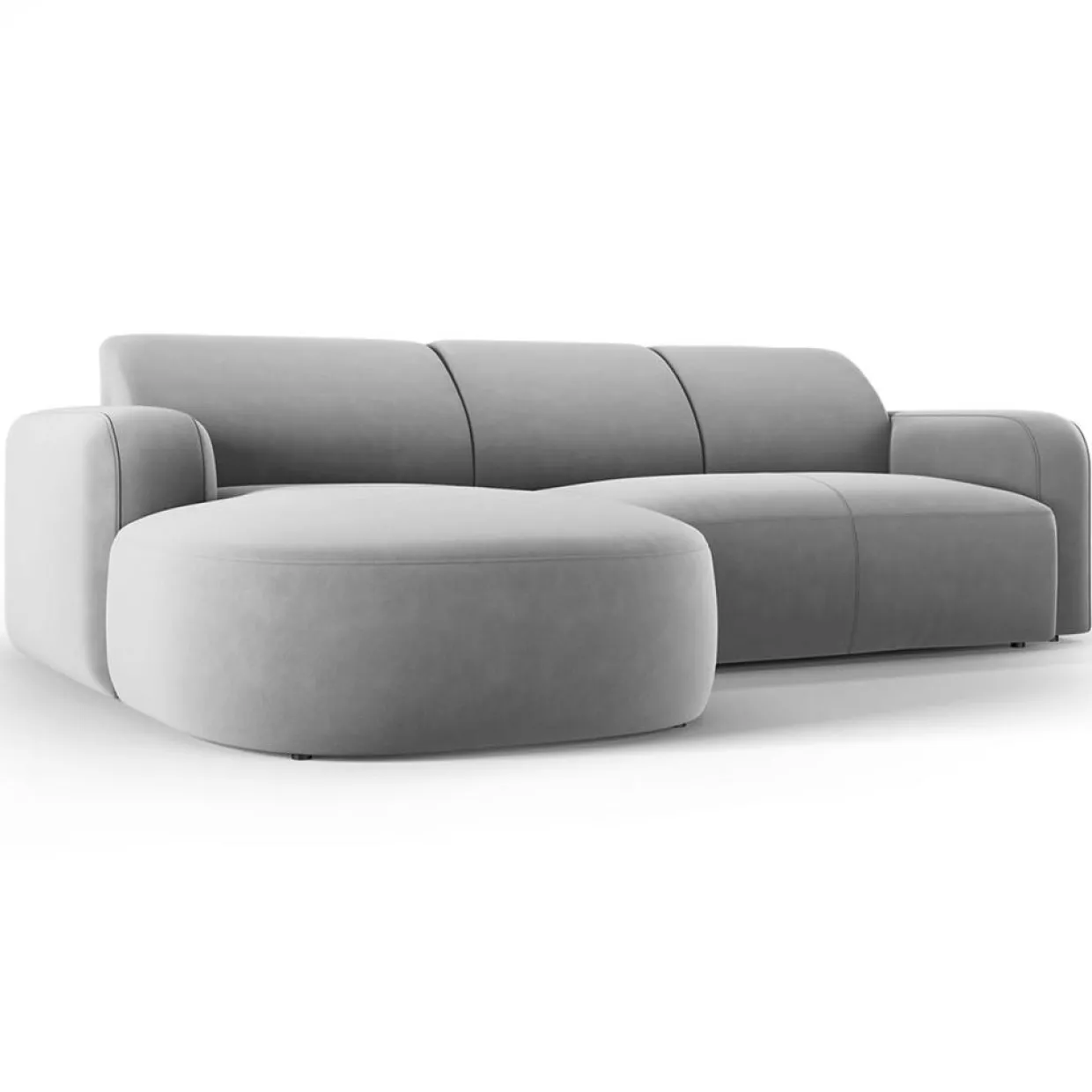 Canapé d'angle gauche Velours Jasmin 4 Places gris - 250x170x72 cm-Mazzini Sofas Best