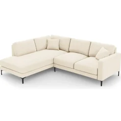 Mazzini Sofas Canapés^Canapé d'angle Gauche Velours Venus 5 Places beige clair - 254x185x90 cm