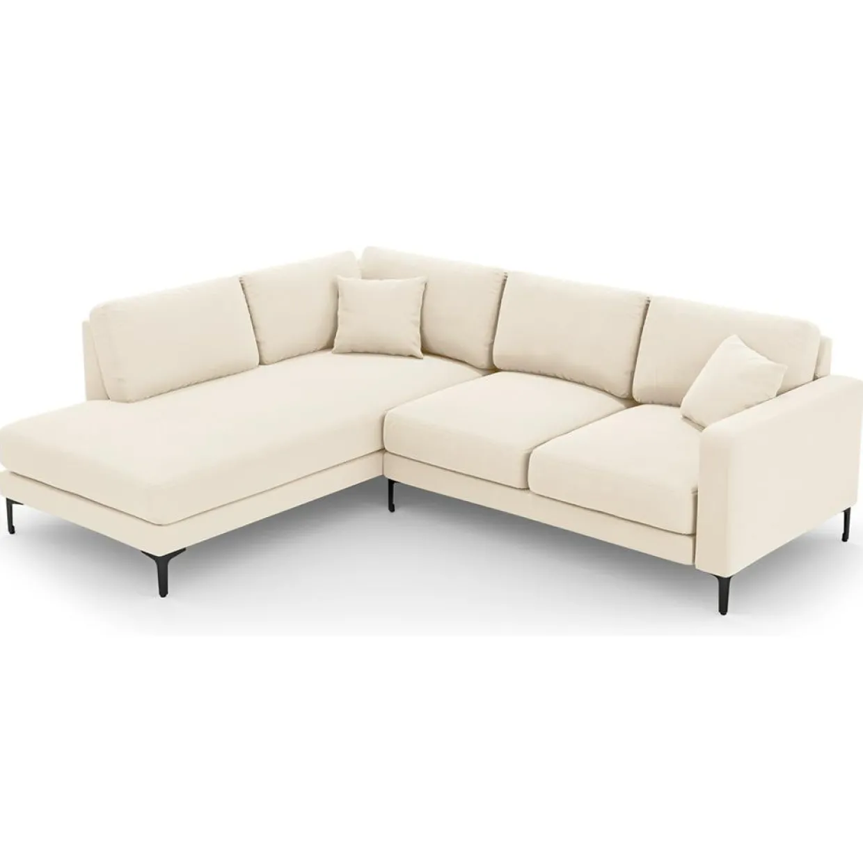 Mazzini Sofas Canapés^Canapé d'angle Gauche Velours Venus 5 Places beige clair - 254x185x90 cm