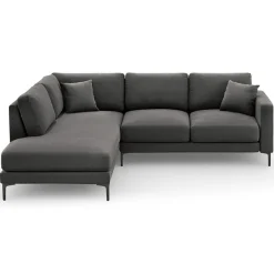 Canapé d'angle Gauche Velours Venus 5 Places gris - 254x185x90 cm-Mazzini Sofas New