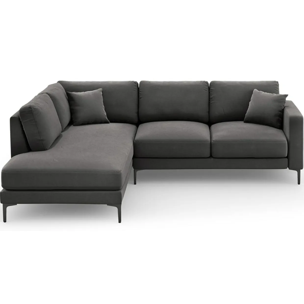 Canapé d'angle Gauche Velours Venus 5 Places gris - 254x185x90 cm-Mazzini Sofas New