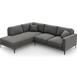 Canapé d'angle Gauche Velours Venus 5 Places gris - 254x185x90 cm-Mazzini Sofas New