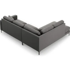 Canapé d'angle Gauche Velours Venus 5 Places gris - 254x185x90 cm-Mazzini Sofas New