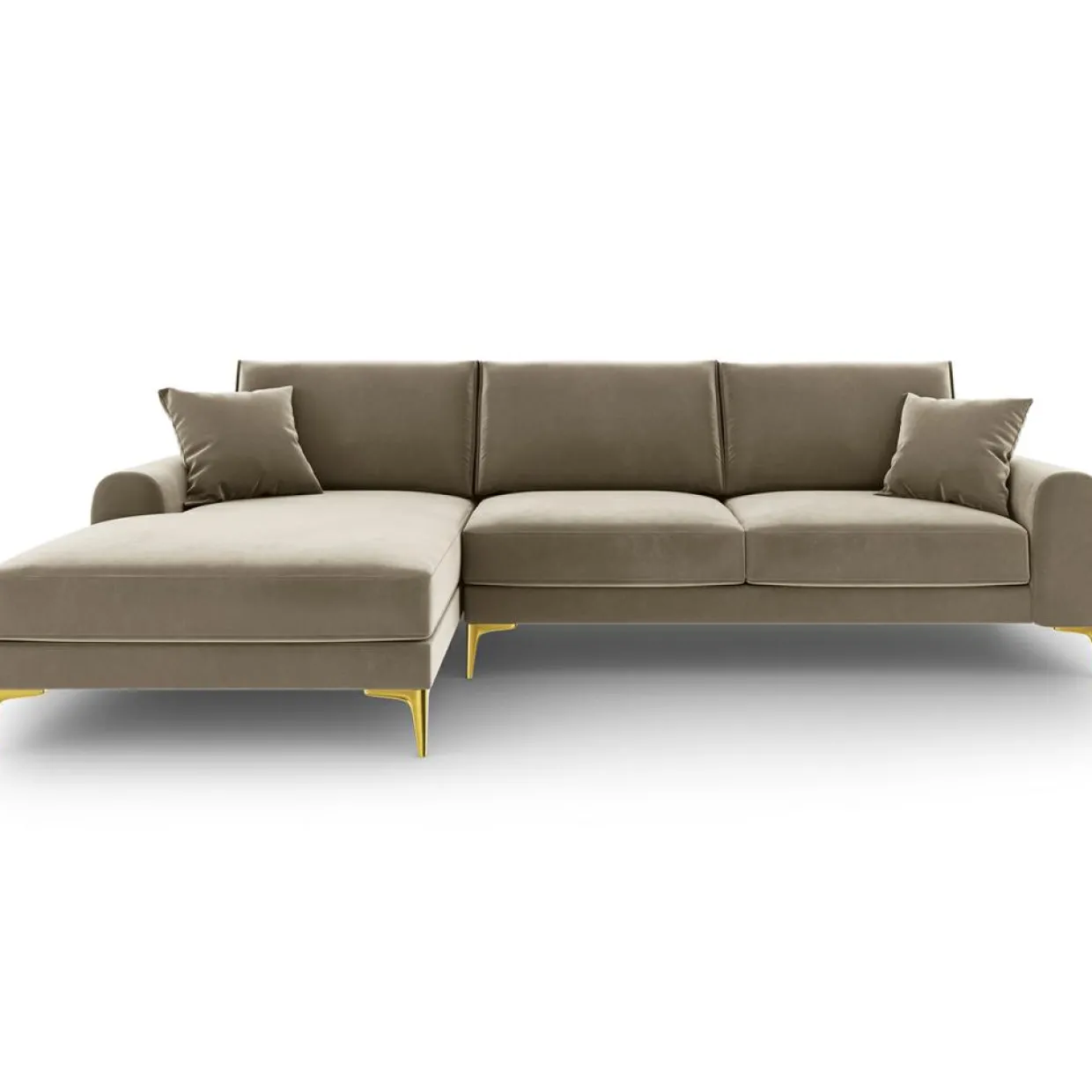 Mazzini Sofas Canapés^Canapé d'angle gauche Velours 5 places Madara beige - 254x182x90 cm
