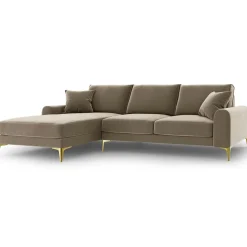 Mazzini Sofas Canapés^Canapé d'angle gauche Velours 5 places Madara beige - 254x182x90 cm