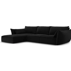 Mazzini Sofas Canapés^Canapé d'angle gauche Velours Vanda 4 Places noir - 300x166x85 cm
