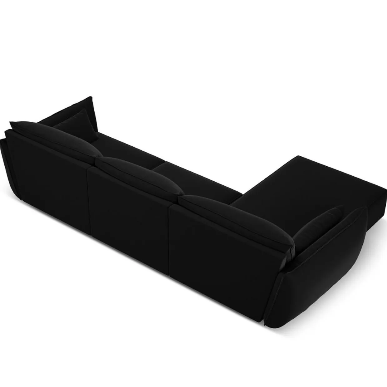 Mazzini Sofas Canapés^Canapé d'angle gauche Velours Vanda 4 Places noir - 300x166x85 cm