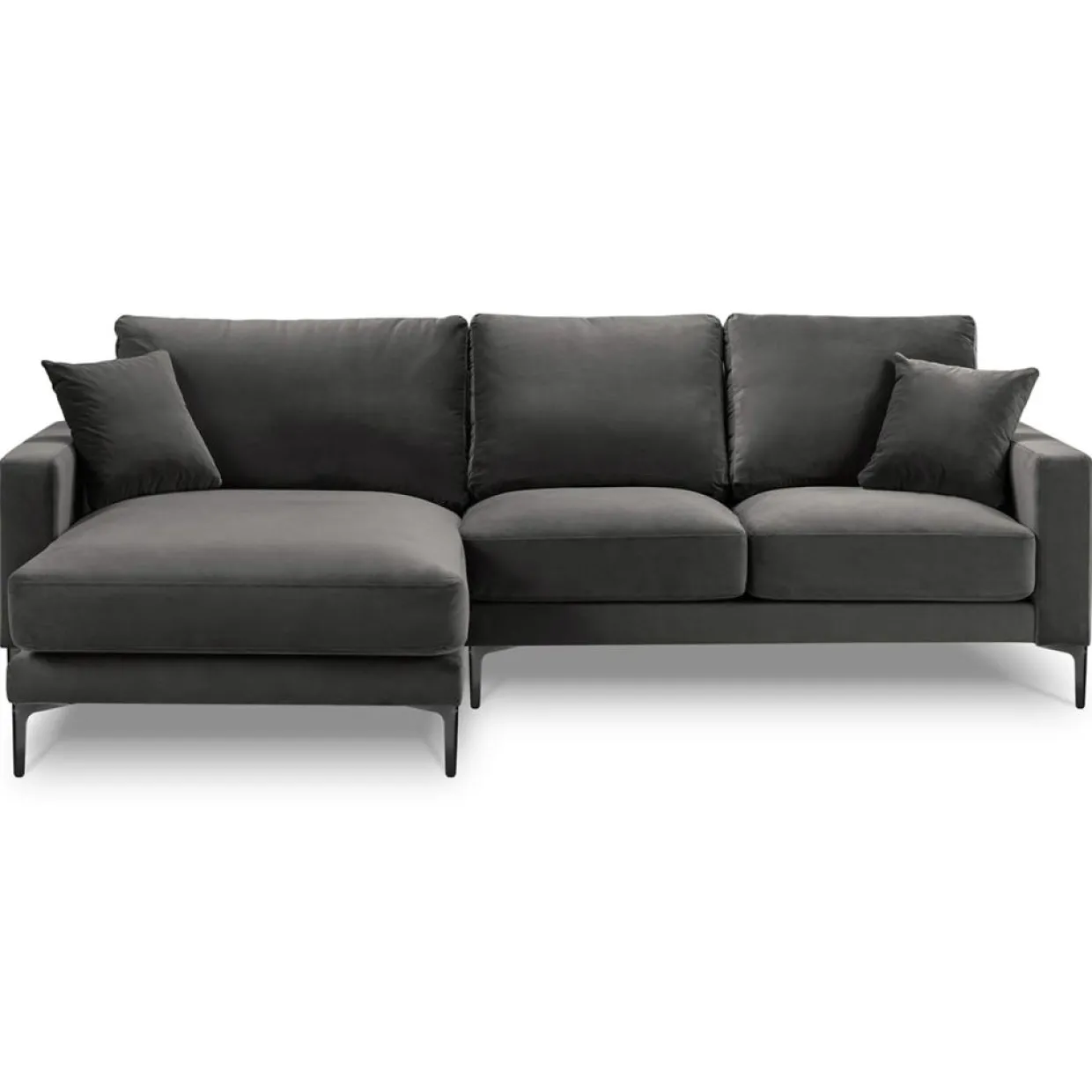 Canapé d'angle Gauche Velours Venus 4 Places gris - 248x160x90 cm-Mazzini Sofas New