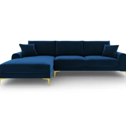 Canapé d'angle gauche velours madara bleu roi - 254x182x90 cm-Mazzini Sofas Online