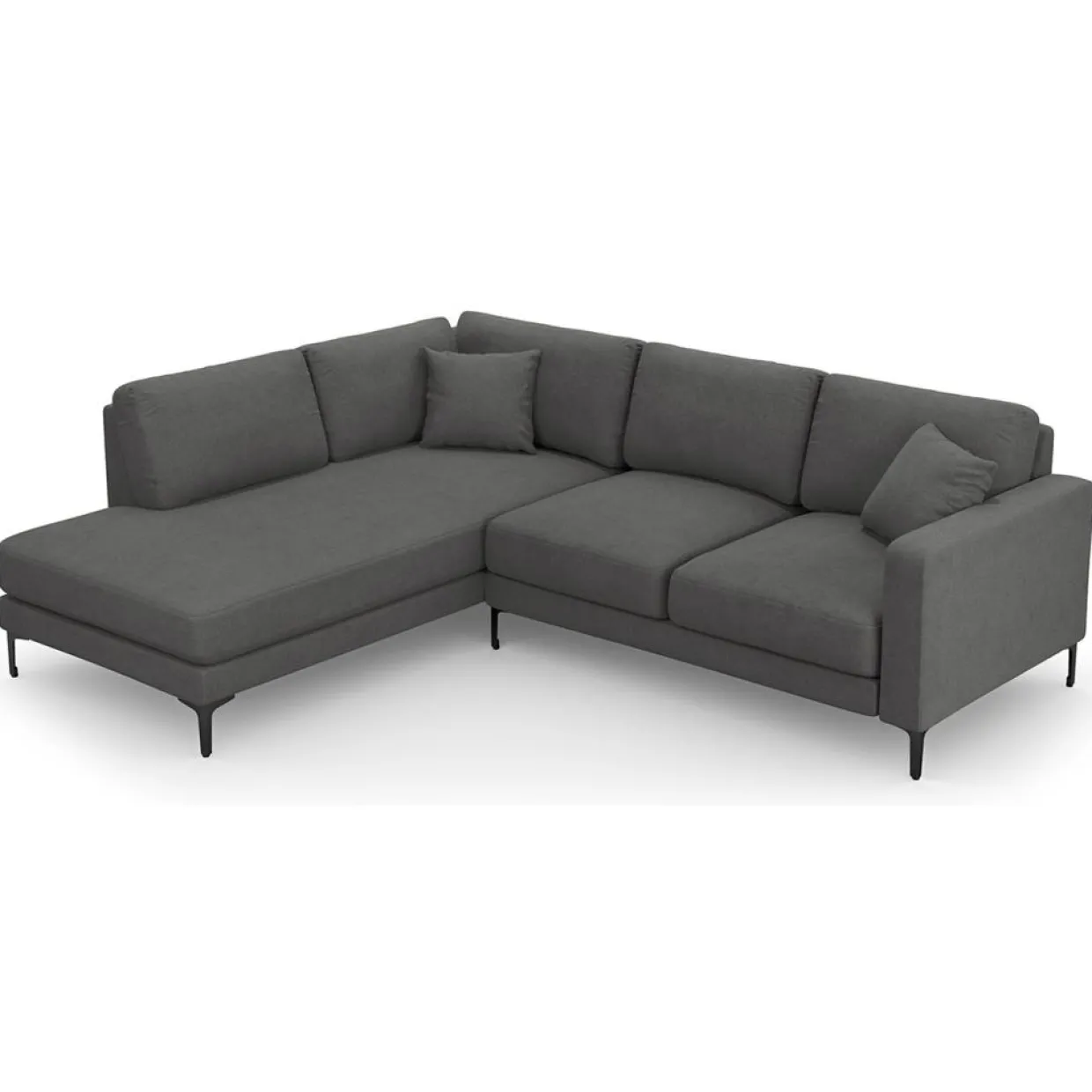 Mazzini Sofas Canapés^Canapé d'angle Gauche Venus 5 Places gris foncé - 254x185x90 cm