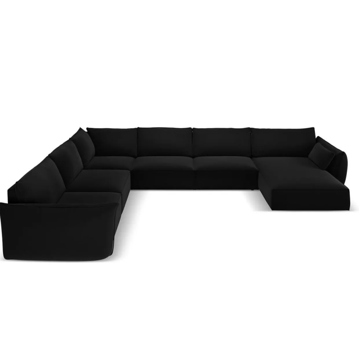 Mazzini Sofas Canapés^Canapé d'angle Panoramique gauche Velours Vanda 8 Places noir - 384x284x85 cm