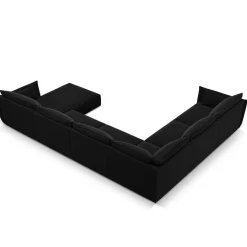 Mazzini Sofas Canapés^Canapé d'angle Panoramique gauche Velours Vanda 8 Places noir - 384x284x85 cm