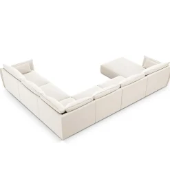 Canapé d'angle Panoramique droit Velours Vanda 8 Places beige clair - 384x284x85 cm-Mazzini Sofas Clearance