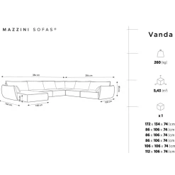 Canapé d'angle Panoramique droit Velours Vanda 8 Places beige clair - 384x284x85 cm-Mazzini Sofas Clearance