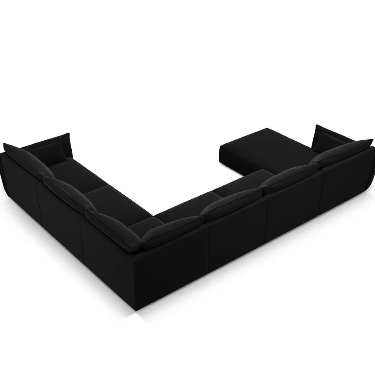 Canapé d'angle Panoramique droit Velours Vanda 8 Places noir - 384x284x85 cm-Mazzini Sofas New