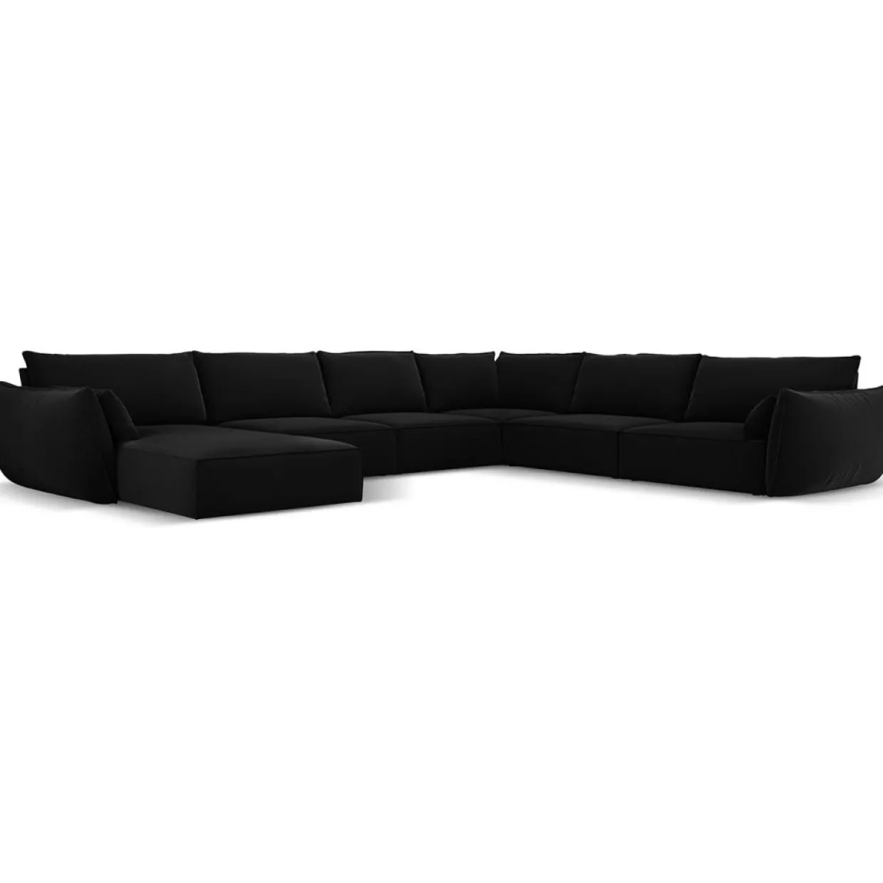 Canapé d'angle Panoramique droit Velours Vanda 8 Places noir - 384x284x85 cm-Mazzini Sofas New