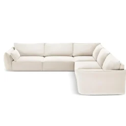 Mazzini Sofas Canapés^Canapé d'angle Symétrique en Velours Vanda 7 Places beige clair - 286x286x85 cm