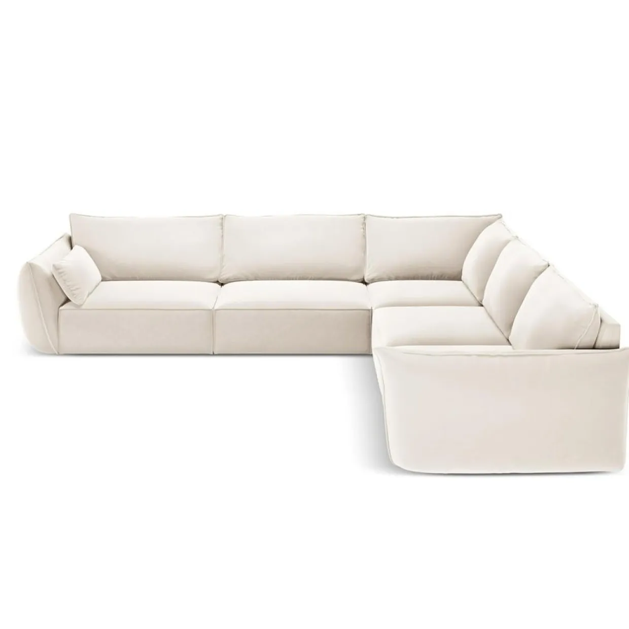 Mazzini Sofas Canapés^Canapé d'angle Symétrique en Velours Vanda 7 Places beige clair - 286x286x85 cm
