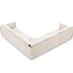 Mazzini Sofas Canapés^Canapé d'angle Symétrique en Velours Vanda 7 Places beige clair - 286x286x85 cm