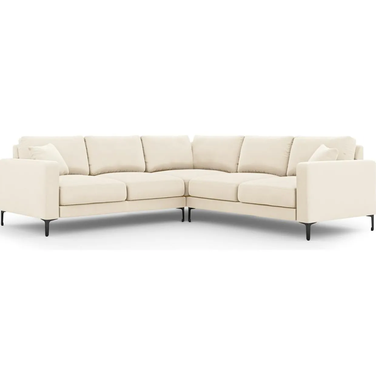 Mazzini Sofas Canapés^Canapé d'angle Symétrique En Velours Venus 5 Places beige clair - 250x238x90 cm