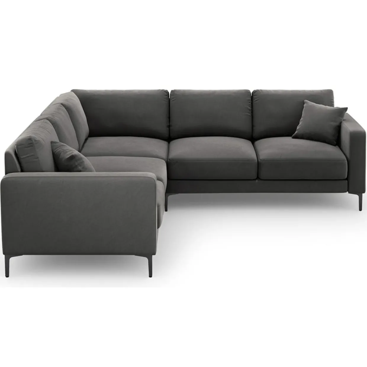 Canapé d'angle Symétrique En Velours Venus 5 Places gris - 250x238x90 cm-Mazzini Sofas Clearance