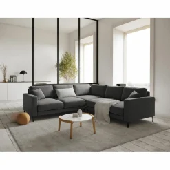 Canapé d'angle Symétrique En Velours Venus 5 Places gris - 250x238x90 cm-Mazzini Sofas Clearance