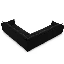 Mazzini Sofas Canapés^Canapé d'angle Symétrique en Velours Vanda 7 Places noir - 286x286x85 cm