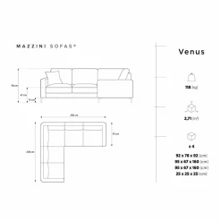 Canapé d'angle Symétrique Venus 5 Places beige - 250x238x90 cm-Mazzini Sofas Sale