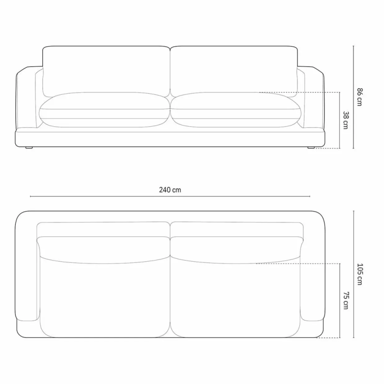 Mazzini Sofas Canapés^Canapé Daphne 4 Places Gris Foncé - 240x105x86 cm