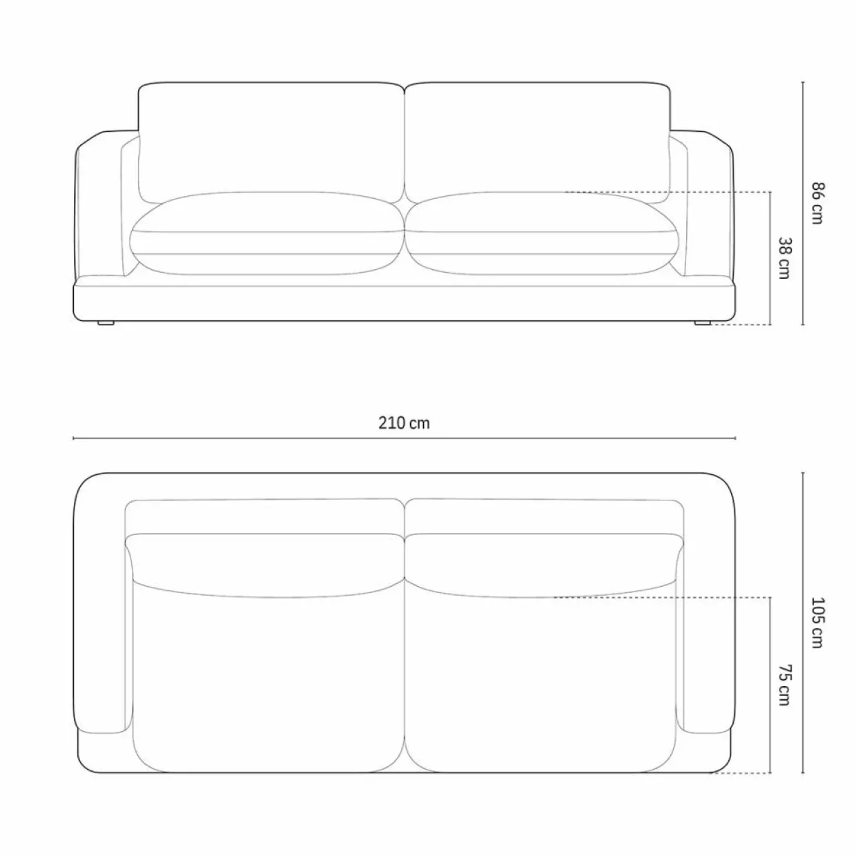 Canapé Daphne 3 Places Gris Foncé - 210x105x86 cm-Mazzini Sofas Hot