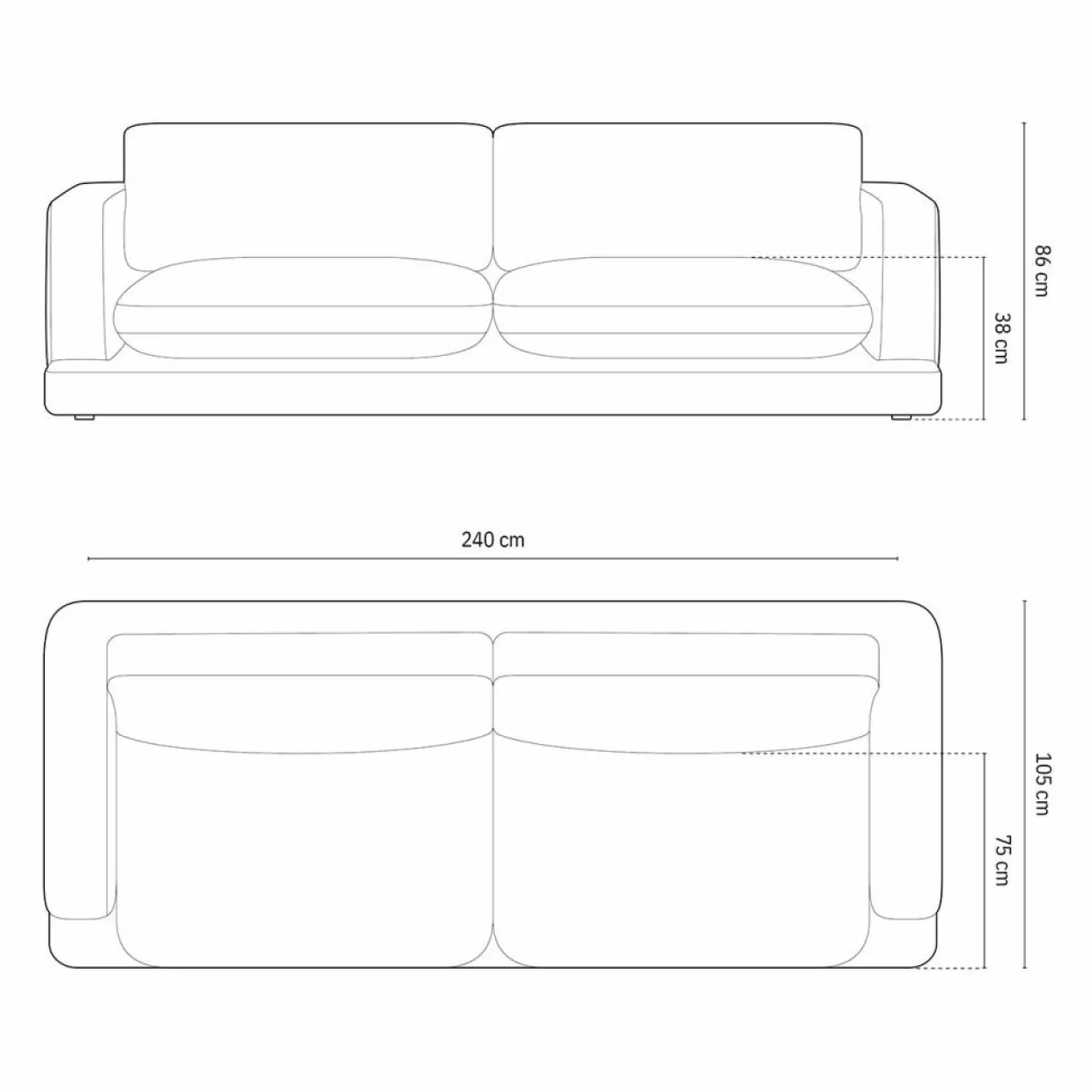 Canapé Daphne 4 Places Ivoire - 240x105x86 cm-Mazzini Sofas Outlet