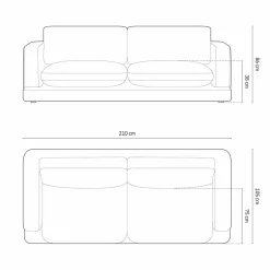 Canapé Daphne 3 Places Ivoire - 210x105x86 cm-Mazzini Sofas Clearance