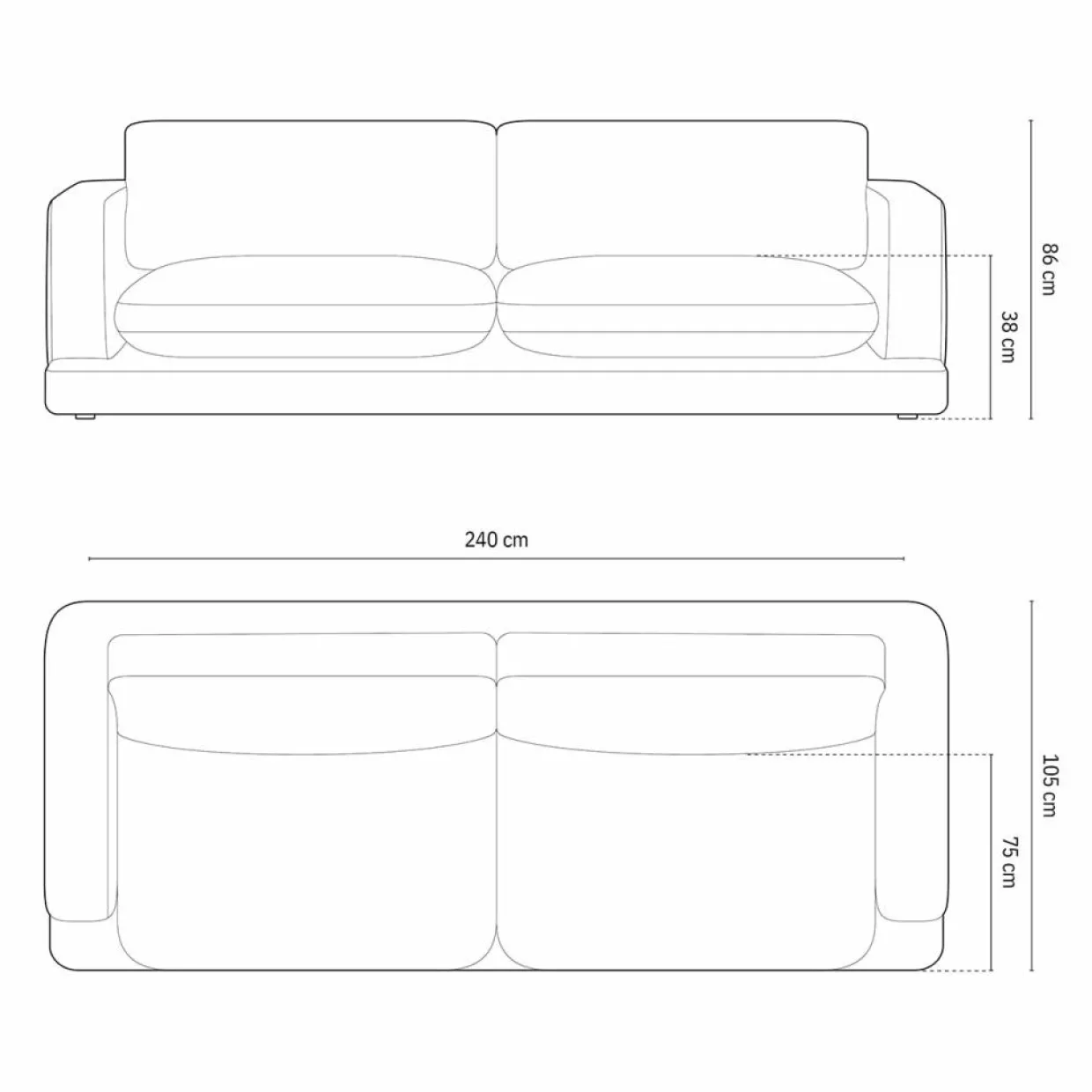Canapé Daphne 4 Places Noir - 240x105x86 cm-Mazzini Sofas Clearance