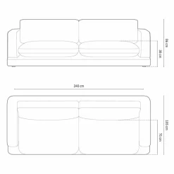 Canapé Daphne 4 Places Vert mousse - 240x105x86 cm-Mazzini Sofas New