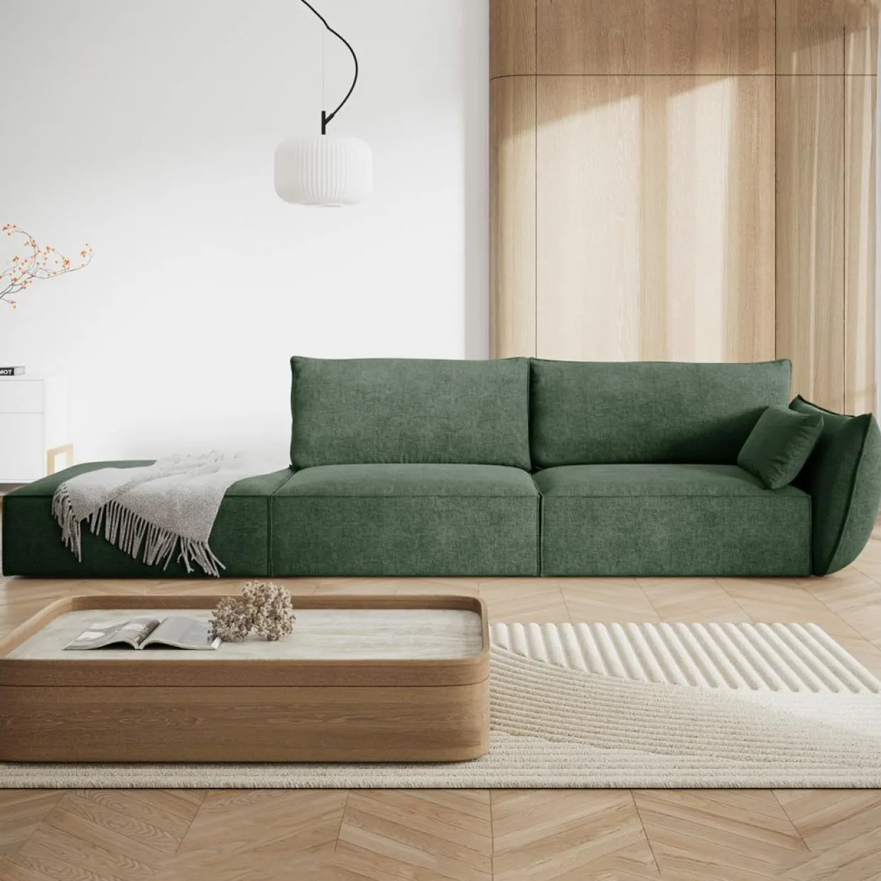 Mazzini Sofas Canapés^Canapé droit Vanda 4 Places vert bouteille - 286x100x85 cm