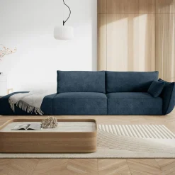 Canapé droit Vanda 4 Places bleu roi - 286x100x85 cm-Mazzini Sofas Best