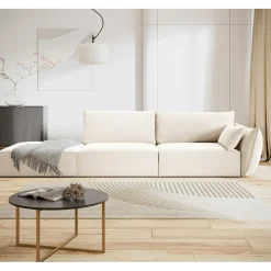 Mazzini Sofas Canapés^Canapé droit Velours Vanda 4 Places beige clair - 286x100x85 cm