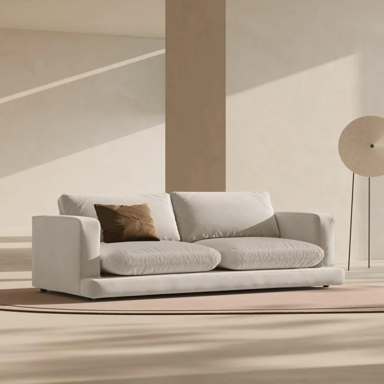 Canapé en Velours Daphne 4 Places Beige Clair - 240x105x86 cm-Mazzini Sofas Hot