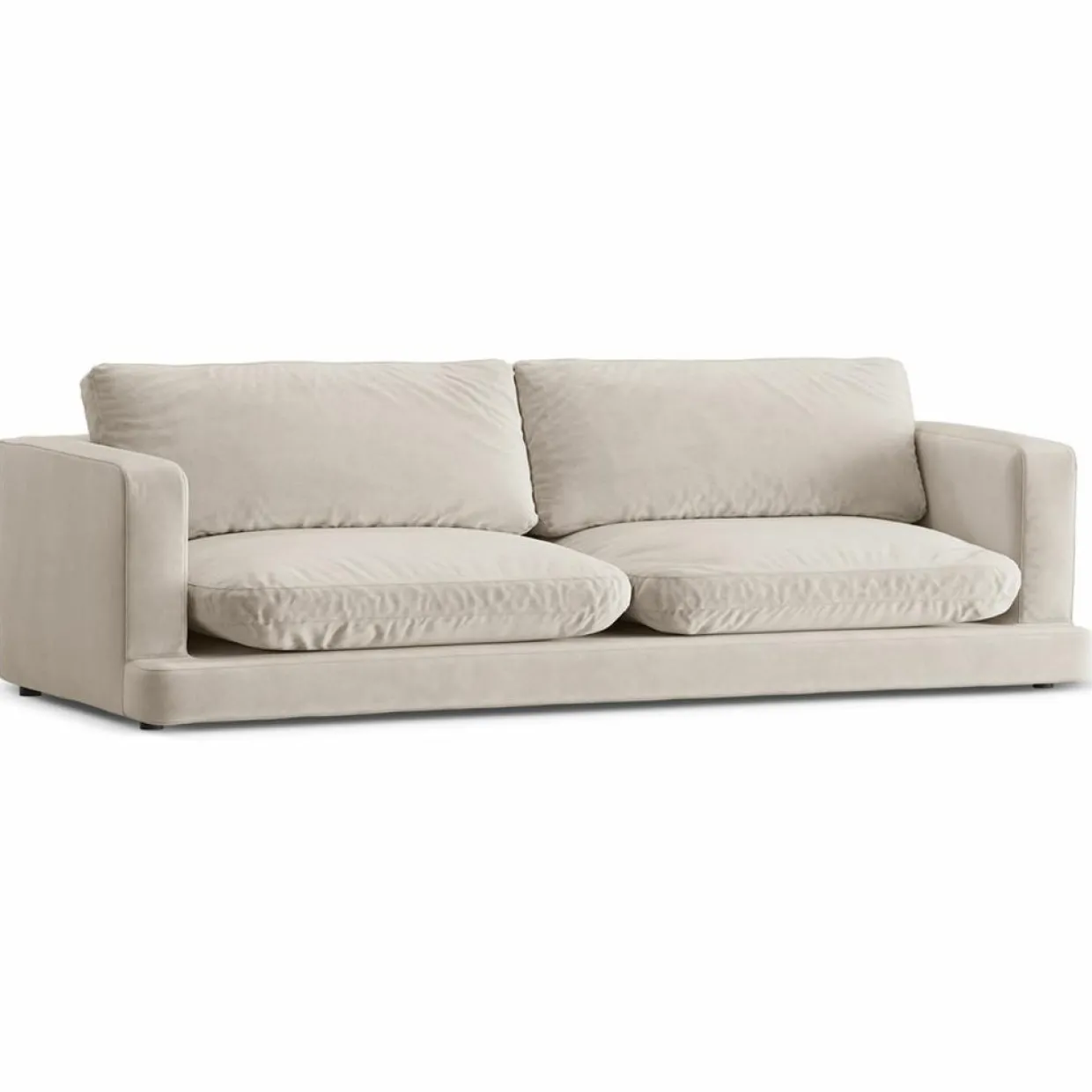 Canapé en Velours Daphne 4 Places Beige Clair - 240x105x86 cm-Mazzini Sofas Hot